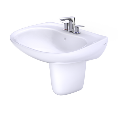 TOTO LHT242.4G#01 Prominence Oval Wall-Mount Bathroom Sink With Cefiontect And Shroud For 4 Inch Center Faucets - Cotton White