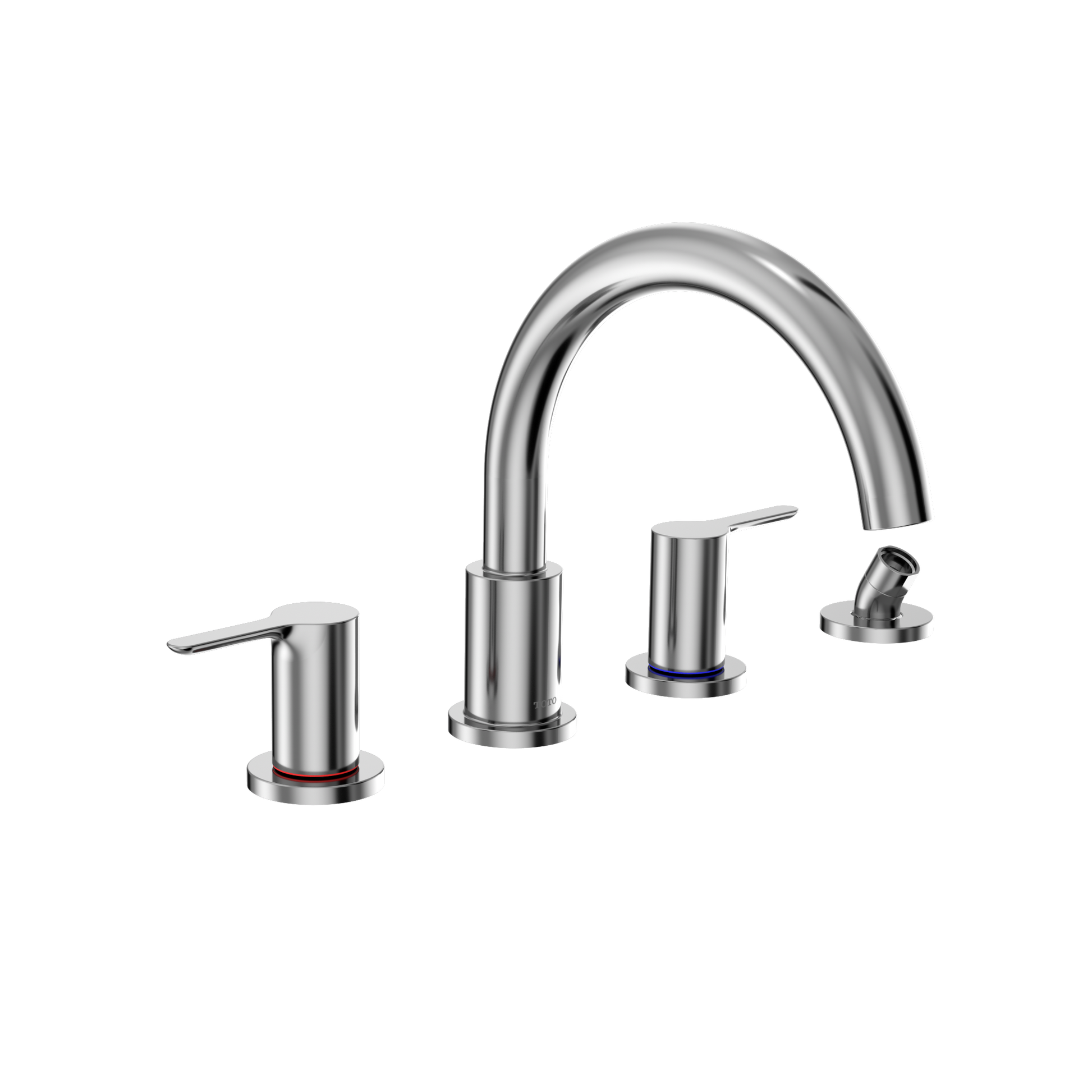 TOTO TBS01202U#CP Lb Two-Handle Deck-Mount Roman Tub Filler Trim With Handshower - Polished Chrome