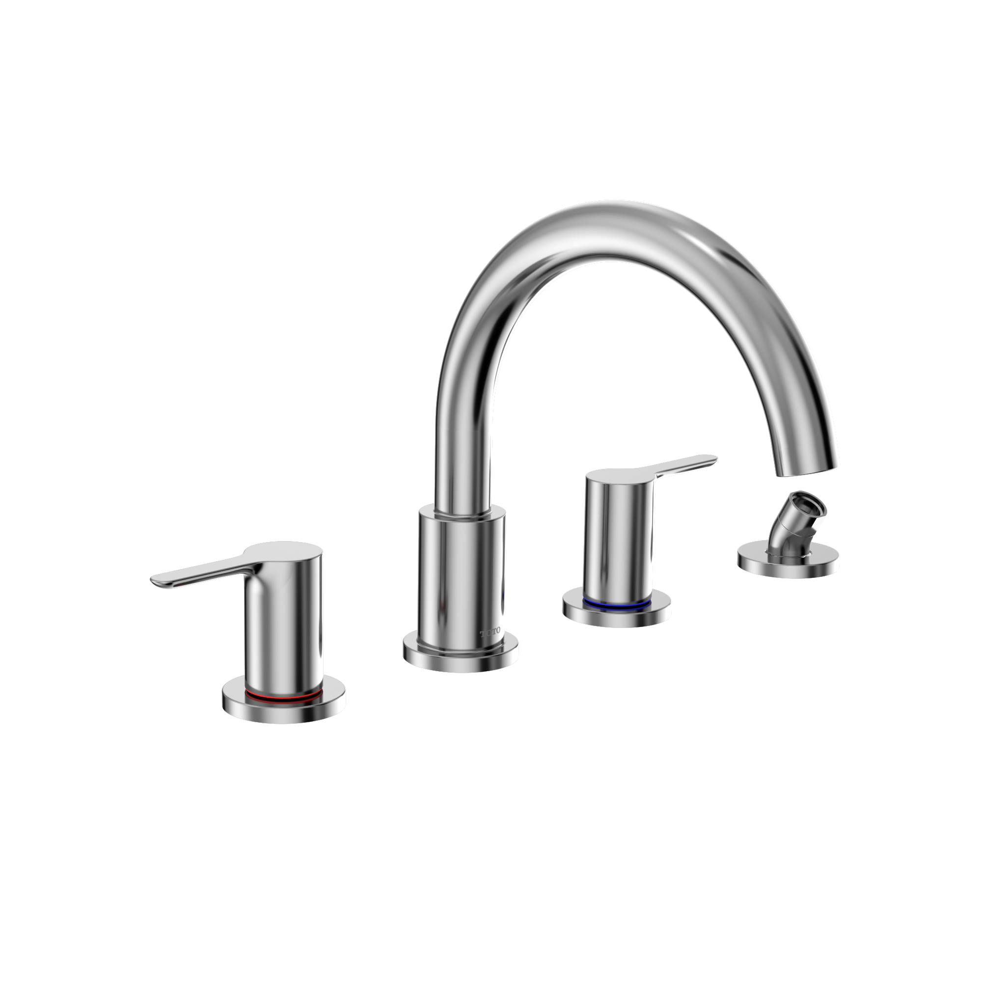 TOTO TBS01202U#CP Lb Two-Handle Deck-Mount Roman Tub Filler Trim With Handshower - Polished Chrome