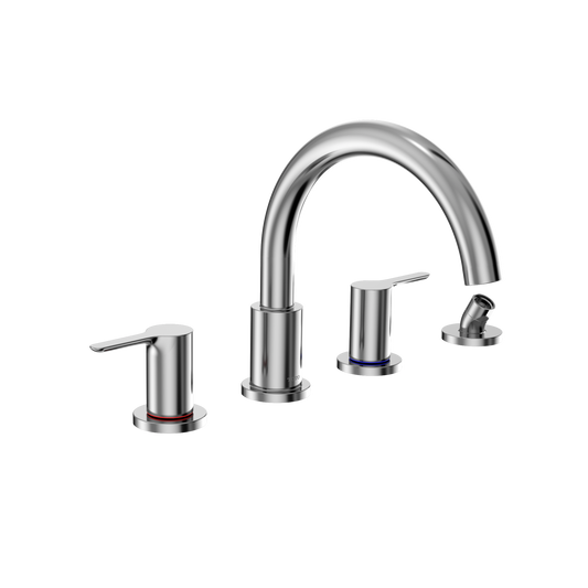 TOTO TBS01202U#CP Lb Two-Handle Deck-Mount Roman Tub Filler Trim With Handshower - Polished Chrome