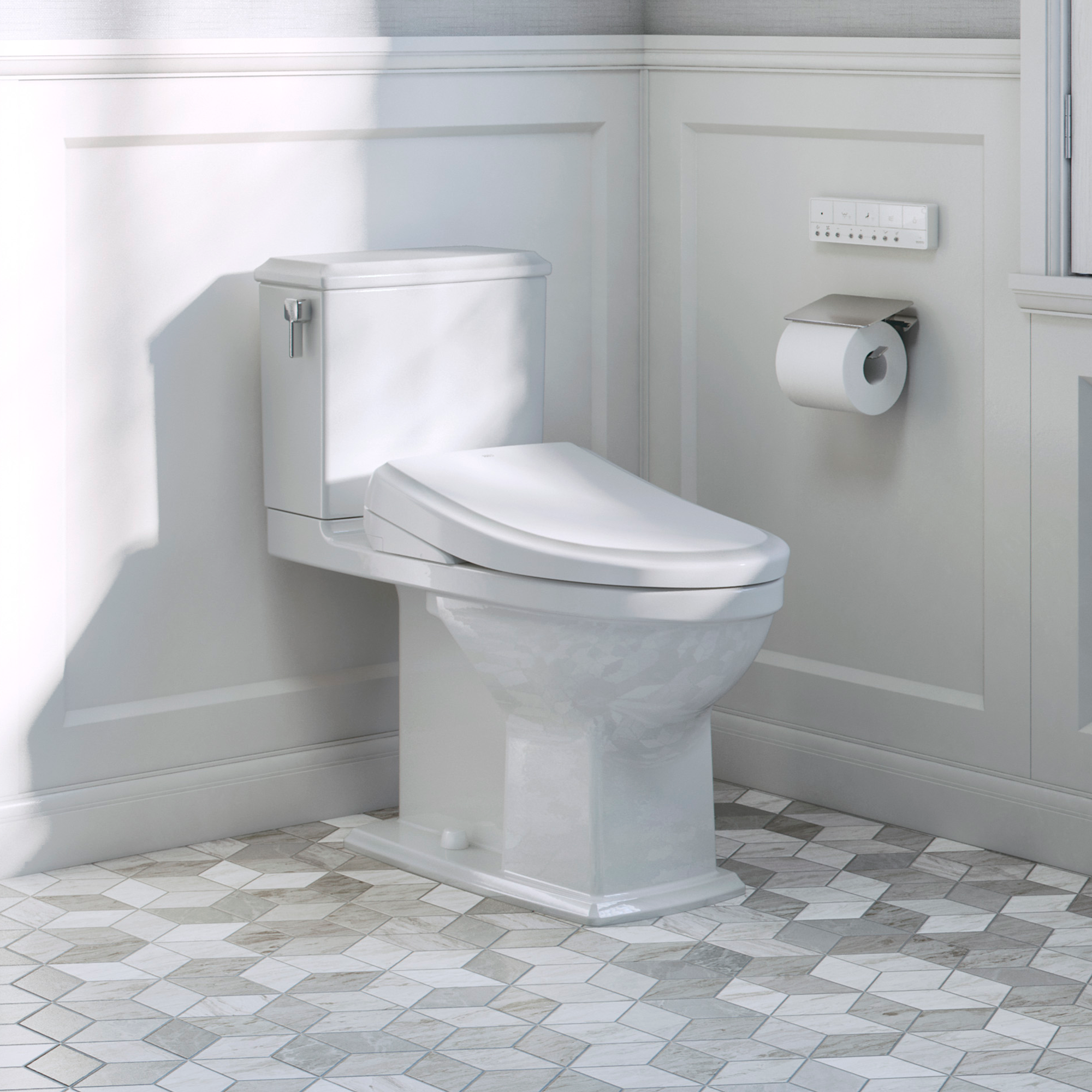 TOTO SW4724AT40#01 Washlet+ S7  Electronic Bidet Toilet Seat With Ewater+ Bowl And Wand Cleaning And Classic Lid - Cotton White