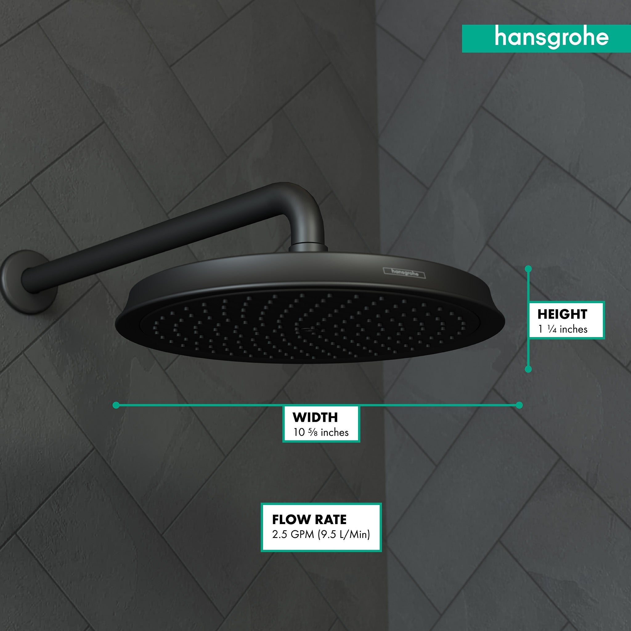 HANSGROHE 28427671 Raindance Classic Showerhead 240 1-Jet, 2.5 GPM - Matte Black