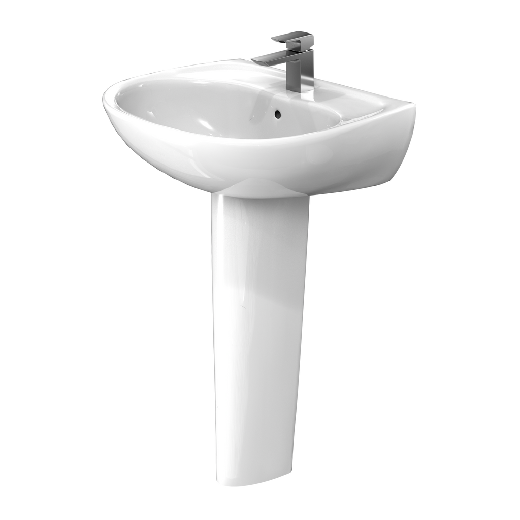 TOTO LPT241G#01 Supreme Oval Basin Pedestal Bathroom Sink With Cefiontect For Single Hole Faucets - Cotton White