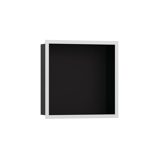 HANSGROHE 56098700 XtraStoris Individual Wall Niche Matte Black with Design Frame 12"x 12"x 4" in Matte White