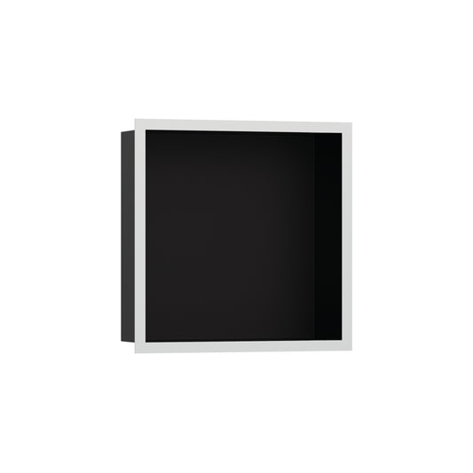 HANSGROHE 56098700 XtraStoris Individual Wall Niche Matte Black with Design Frame 12"x 12"x 4" - Matte White