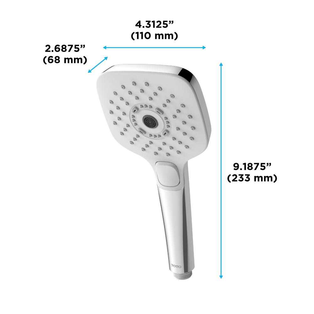 TOTO TBW02015U4#CP G Series 1.75 Gpm Multifunction 4 Inch Square Handshower With Active Wave - Polished Chrome