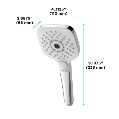 TOTO TBW02015U4#CP G Series 1.75 Gpm Multifunction 4 Inch Square Handshower With Active Wave - Polished Chrome