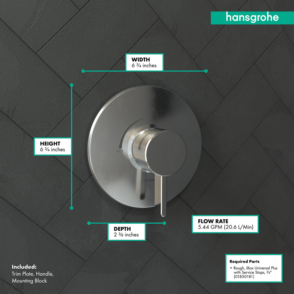 HANSGROHE 04233000 Ecostat Pressure Balance Trim S - Chrome