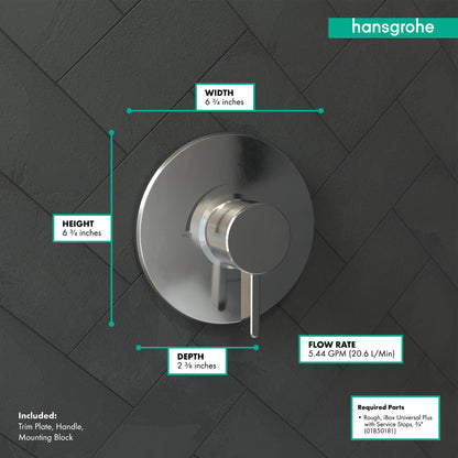 HANSGROHE 04233000 Ecostat Pressure Balance Trim S - Chrome