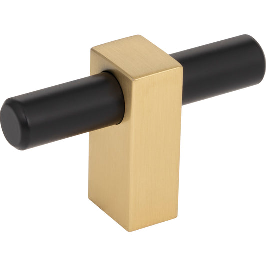 JEFFREY ALEXANDER 478T-MBBG Larkin 2 2-3/8" Length Bar Knob - Matte Black w/Brushed Gold