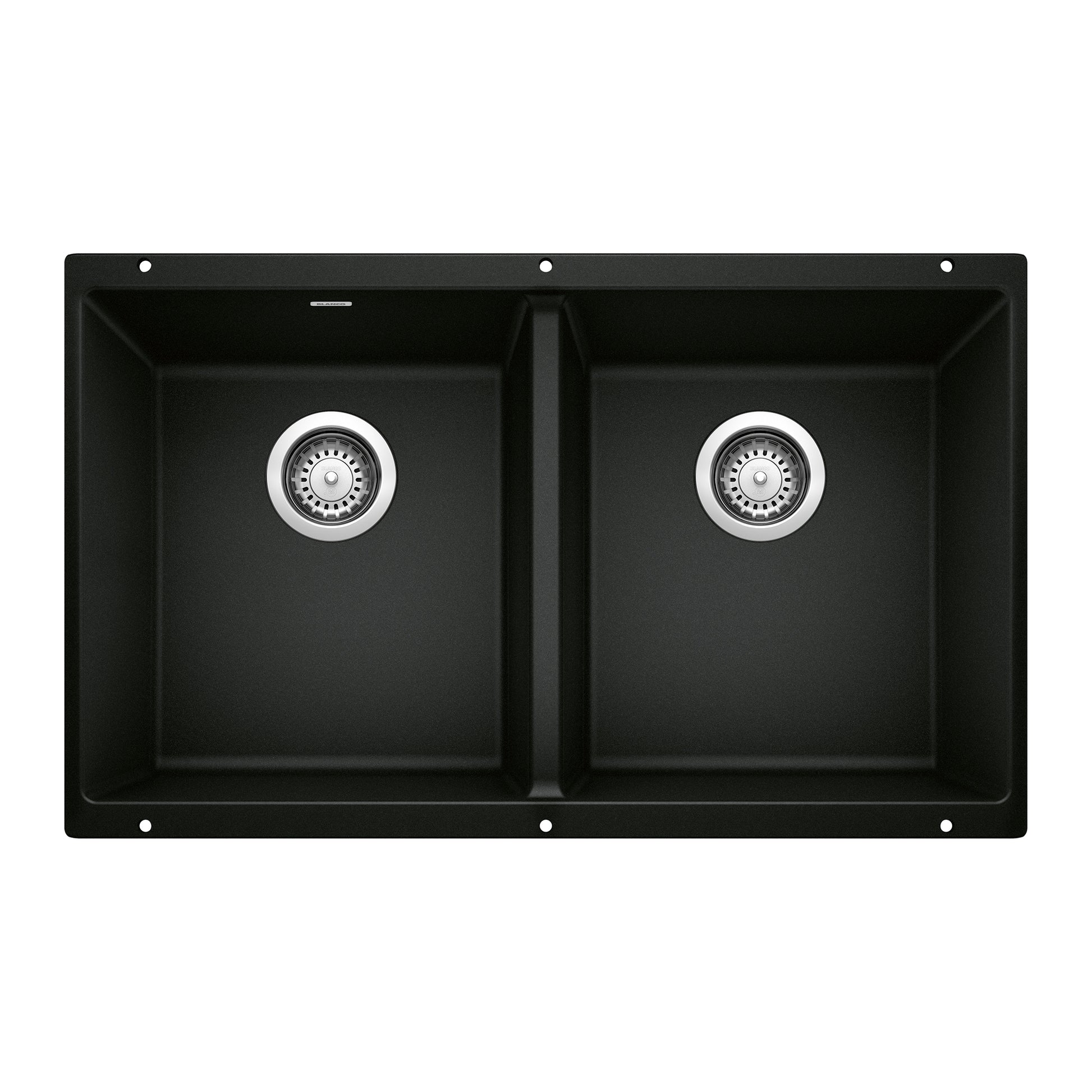 BLANCO 442927 Precis Precis SILGRANIT 29" 50/50 Double Bowl Undermount Kitchen Sink - Coal Black in Coal Black