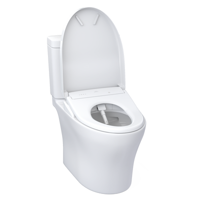 TOTO MW4464726CEMGN#01 Washlet+ Aquia Iv Two-Piece Elongated Dual Flush 1.28 And 0.9 Gpf Toilet And Contemporary Washlet S7 Contemporary Bidet Seat - Cotton White