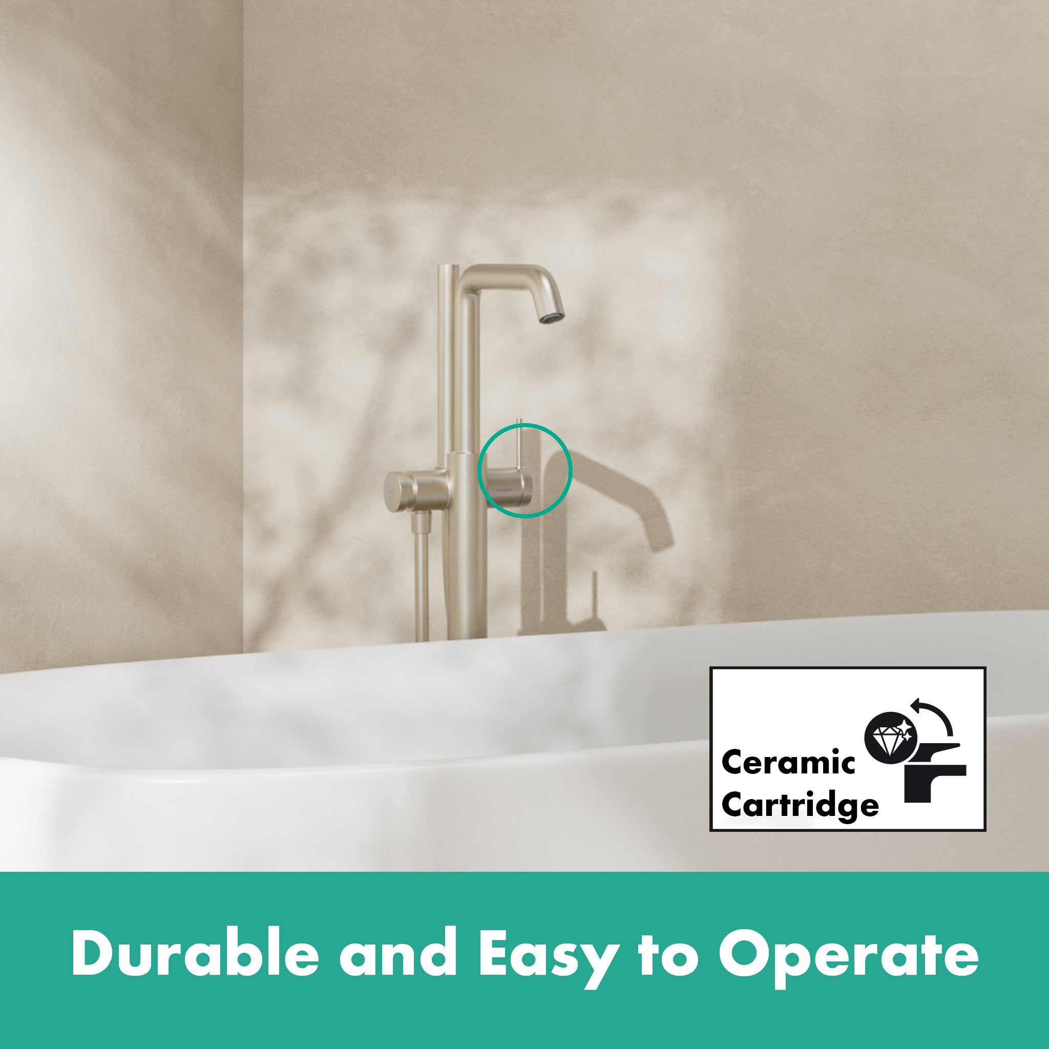 HANSGROHE 73440821 Tecturis S Freestanding Tub Filler with 1.75 GPM Handshower - Brushed Nickel