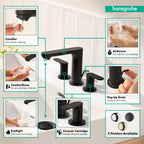 HANSGROHE 72530671 Rebris S Widespread Faucet 110 with Pop-Up Drain, 1.2 GPM - Matte Black