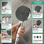 HANSGROHE 24112001 Pulsify S Handshower 105 3-Jet, 1.75 GPM - Chrome