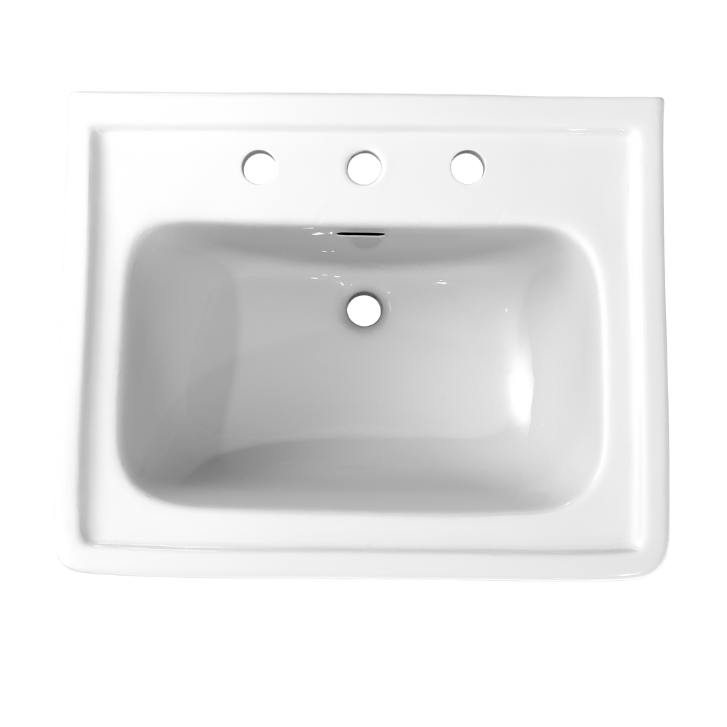 TOTO LPT532.8N#01 Promenade 24" X 19-1/4" Rectangular Pedestal Bathroom Sink For 8 Inch Center Faucets - Cotton White