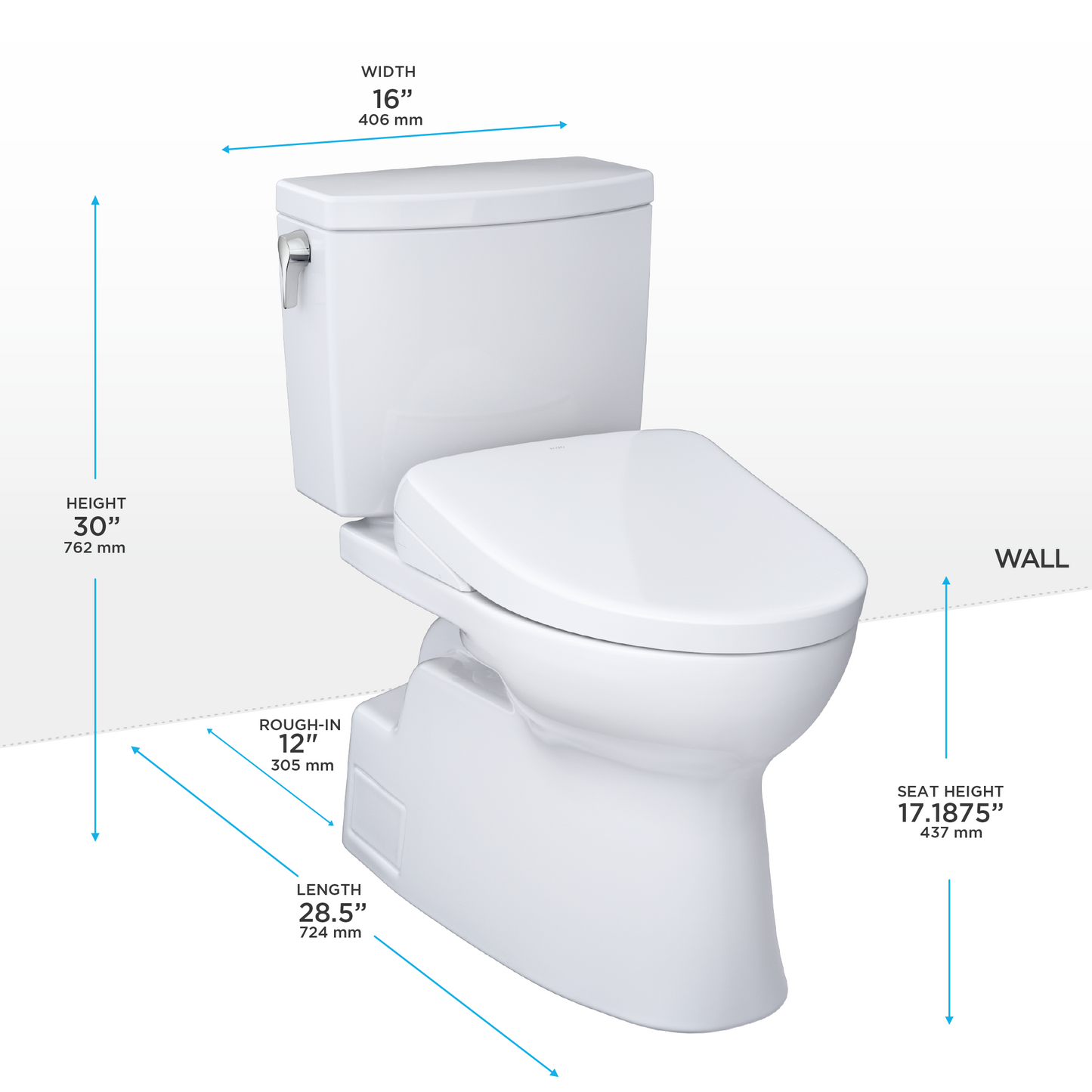 TOTO MW4744736CUFGA#01 WASHLET+ Vespin II 1G Two-Piece Elongated 1.0 GPF Toilet with Auto Flush WASHLET+ S7A Contemporary Bidet Seat , Cotton White