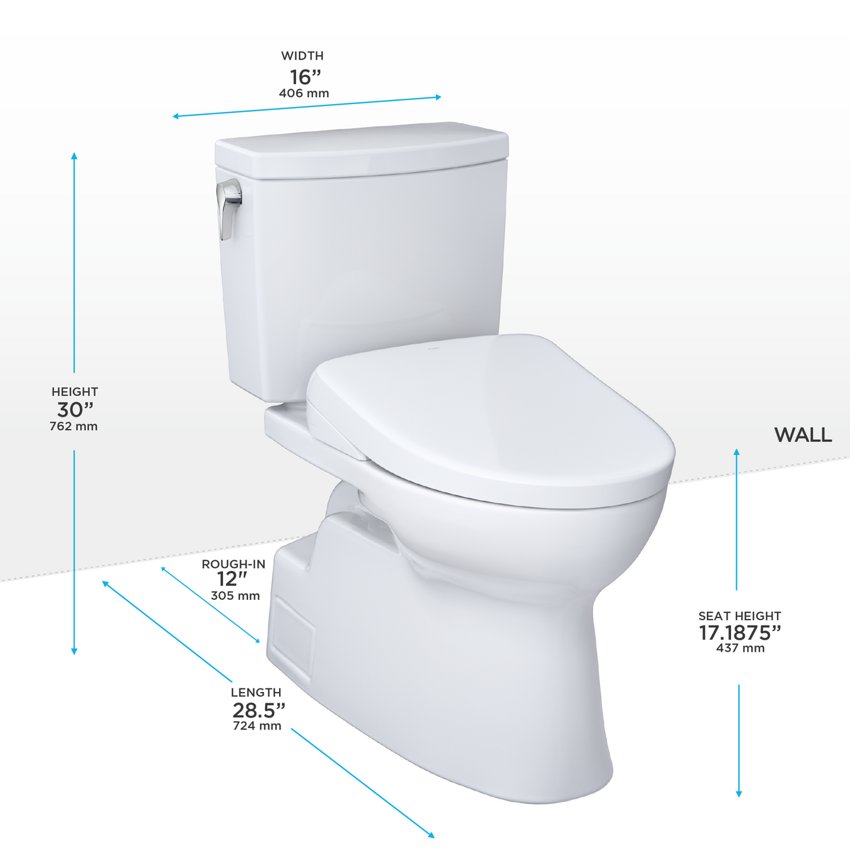 TOTO MW4744736CUFGA#01 Washlet+ Vespin Ii 1G Two-Piece Elongated 1.0 Gpf Toilet With Auto Flush Washlet+ S7A Contemporary Bidet Seat - Cotton White