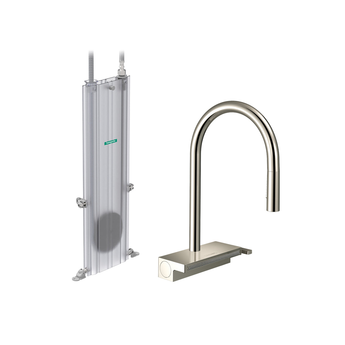 HANSGROHE 73831831 Aquno Select HighArc Kitchen Faucet, 3-Spray Pull-Down with sBox, 1.75 GPM - Polished Nickel