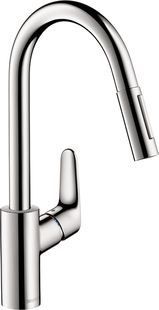 HANSGROHE 04920000 Focus Higharc Kitchen Faucet, 2-Spray Pull-Down, 1.5 GPM - Chrome
