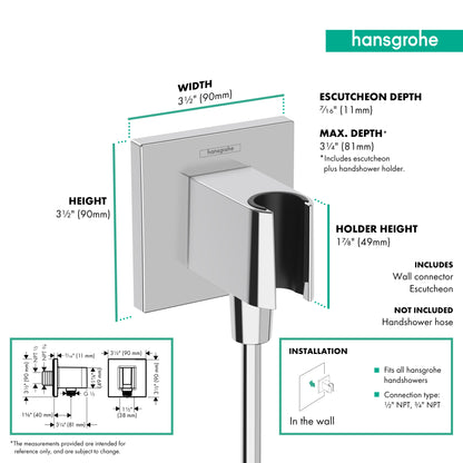 HANSGROHE 26889001 FixFit E Wall Outlet with Handshower Holder - Chrome