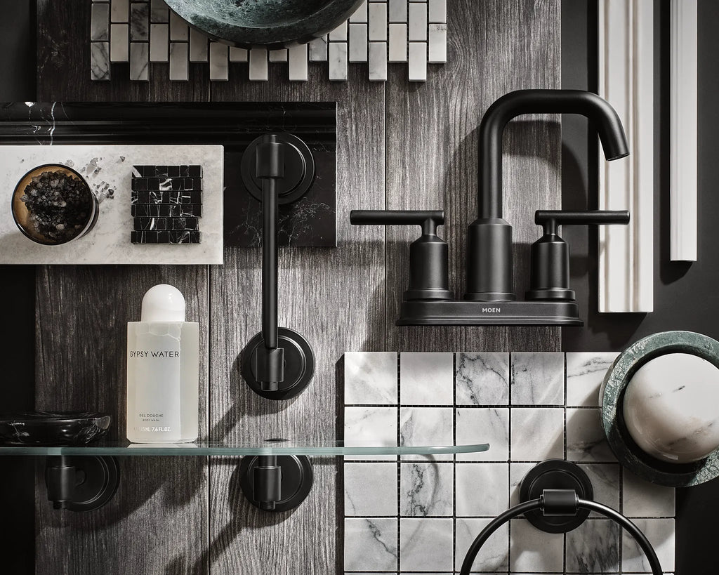 MOEN 6150BL Gibson Two-Handle Centerset Bathroom Sink Faucet - Matte Black