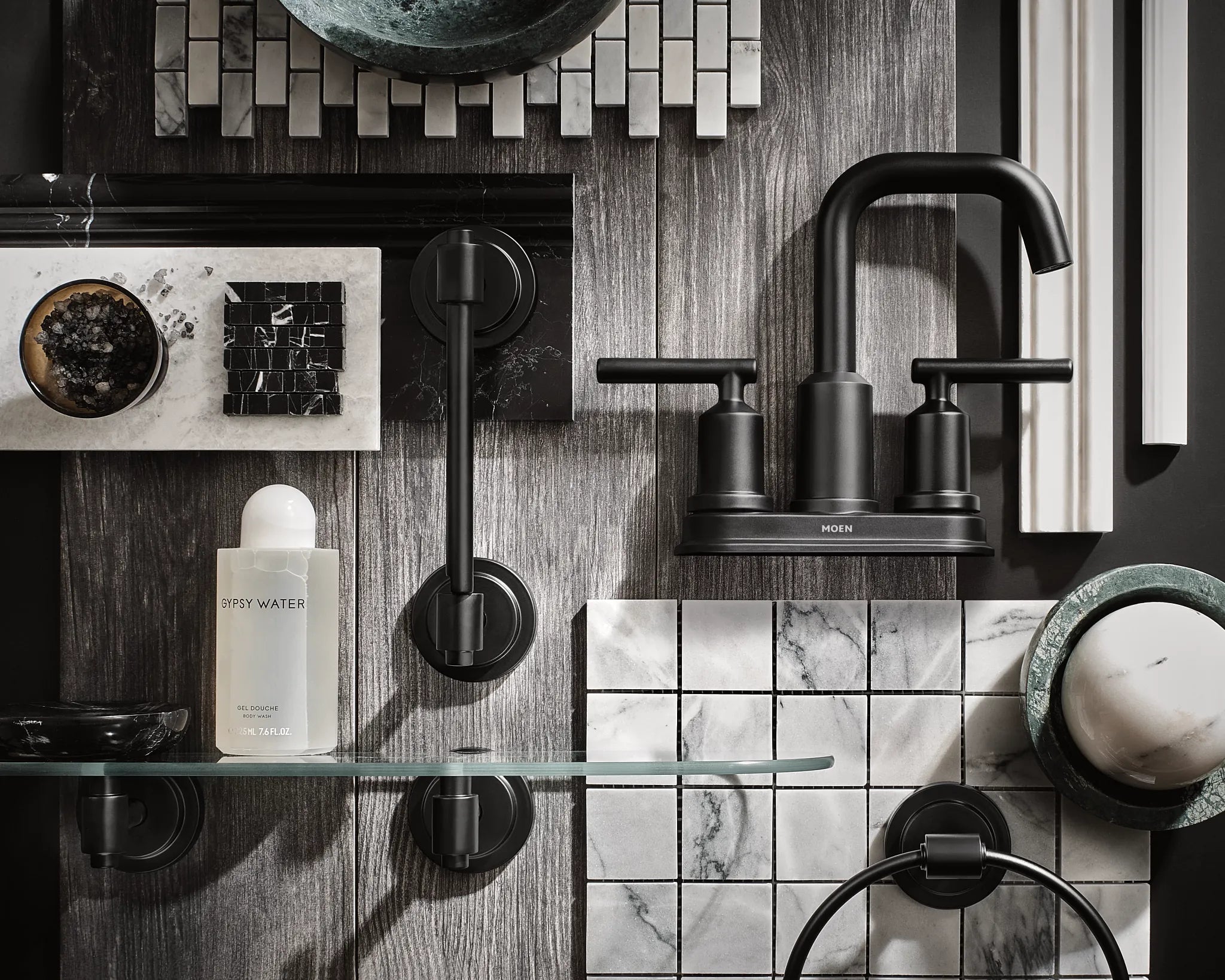 MOEN 6150BL Gibson Two-Handle Centerset Bathroom Sink Faucet - Matte Black
