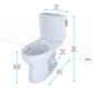 TOTO CST454CUFRG#01 Drake II 1G Two-Piece Elongated 1.0 GPF Universal Height Toilet with CEFIONTECT and Right-Hand Trip Lever , Cotton White