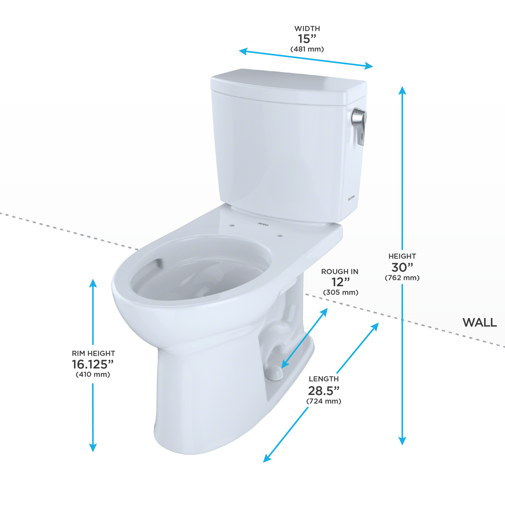 TOTO CST454CUFRG#01 Drake Ii 1G Two-Piece Elongated 1.0 Gpf Universal Height Toilet With Cefiontect And Right-Hand Trip Lever - Cotton White