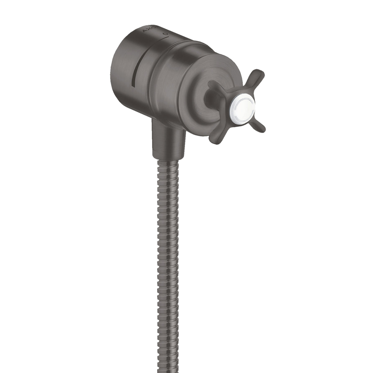 AXOR 16882341 Montreux Wall Outlet with Check Valves and Volume Control, Cross Handle - Brushed Black Chrome