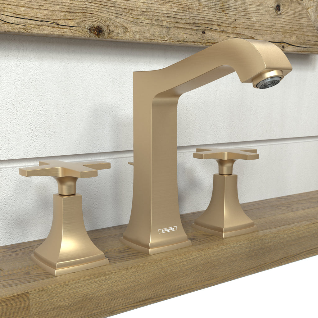 HANSGROHE 31307141 Metropol Classic Widespread Faucet 160 with Cross Handles and Pop-Up Drain, 1.2 GPM - Brushed Bronze