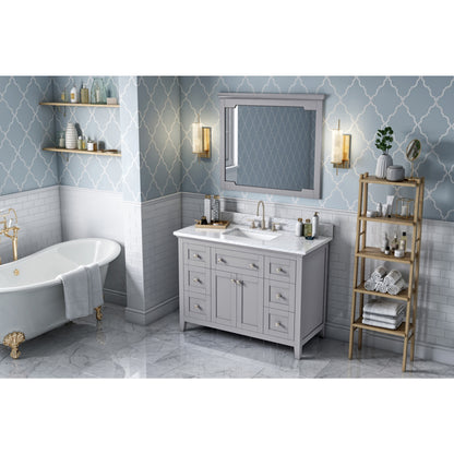 JEFFREY ALEXANDER VKITCHA48GRWCR 48" Grey Chatham Vanity, White Carrara Marble Vanity Top, undermount rectangle bowl - Grey
