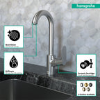 HANSGROHE 04507801 Focus Bar Faucet, 1.5 GPM - Stainless Steel Optic
