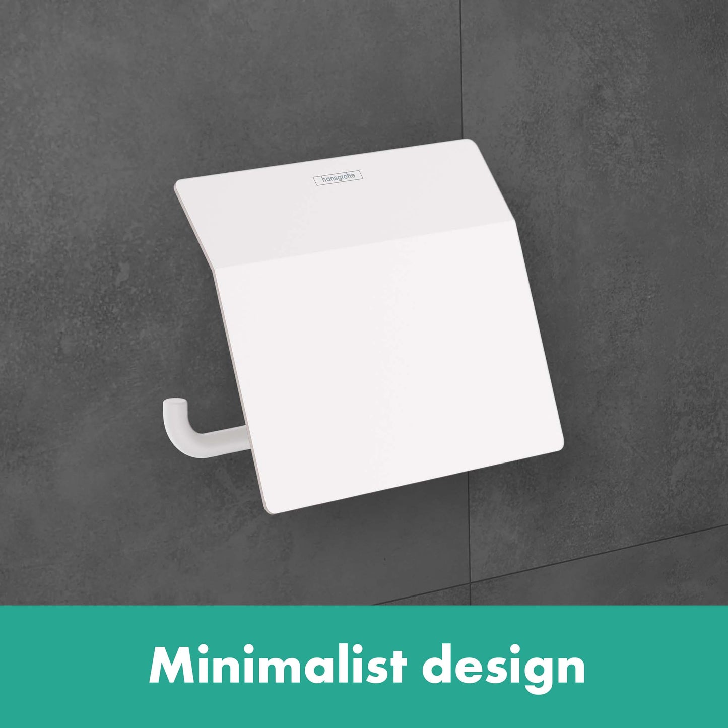 HANSGROHE 41753700 Matte White AddStoris Modern Roll Holder with Cover