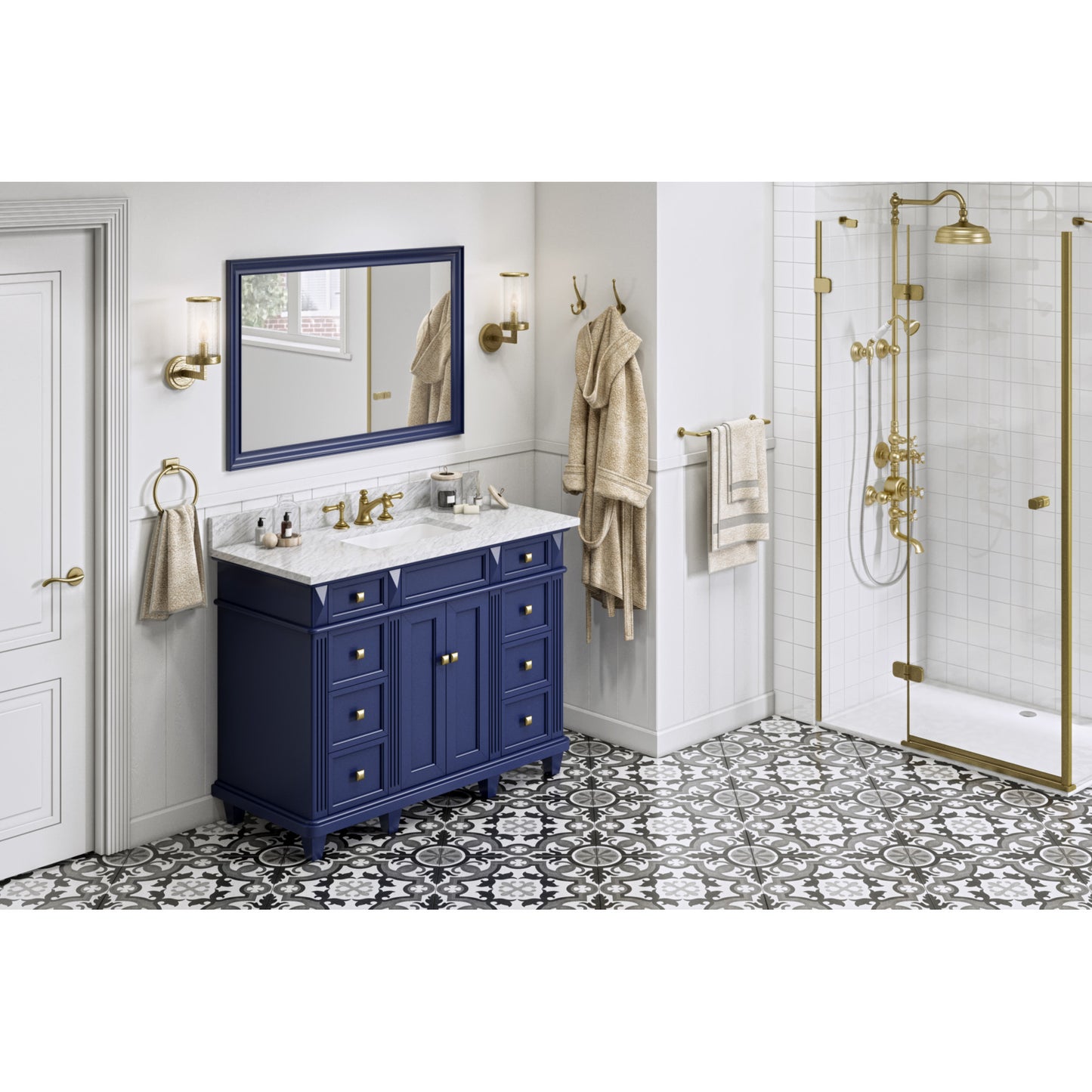 JEFFREY ALEXANDER MIR2DOU-42-BL 42" W x 1-1/4" D x 28" H Hale Blue Douglas mirror , Hale Blue