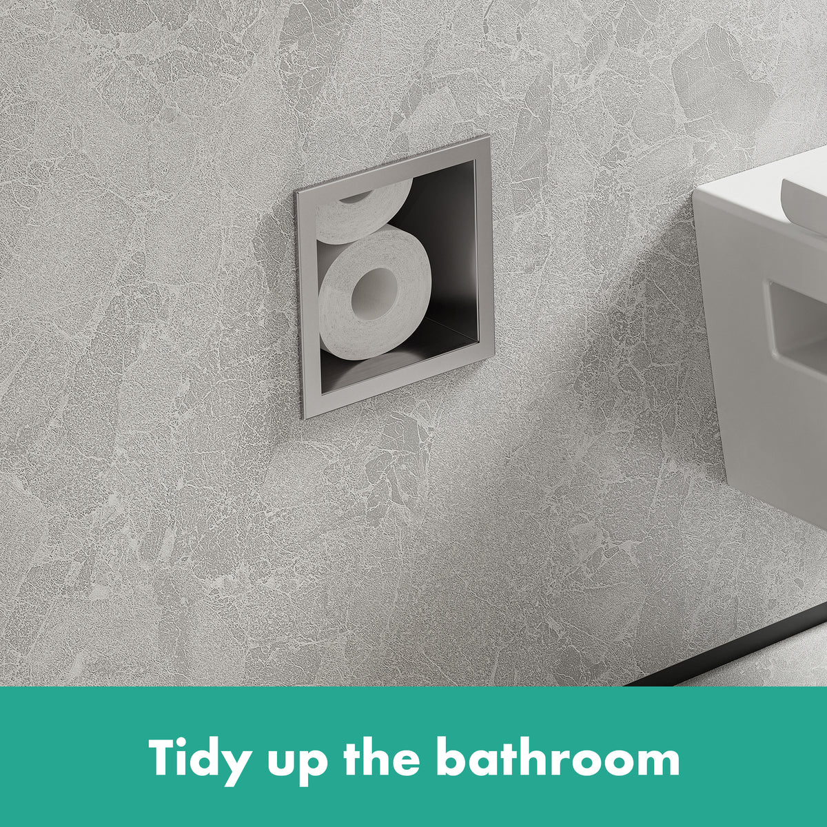HANSGROHE 56058800 XtraStoris Original Recessed Toilet Paper Holder with Storage & Tileable Door - Brushed Stainless Steel