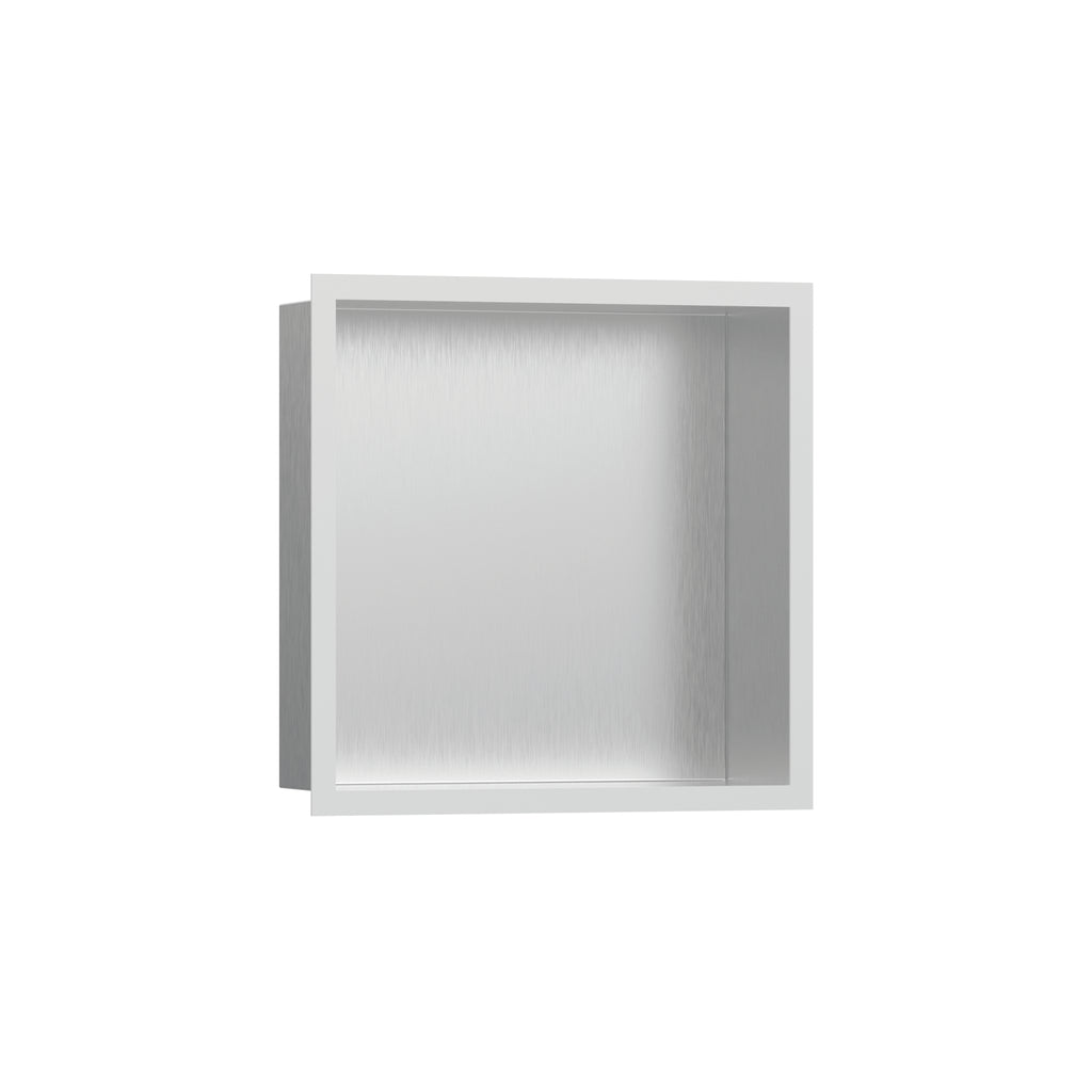HANSGROHE 56097700 XtraStoris Individual Wall Niche Brushed Stainless Steel with Design Frame 12"x 12"x 4" - Matte White