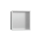 HANSGROHE 56097700 XtraStoris Individual Wall Niche Brushed Stainless Steel with Design Frame 12"x 12"x 4" - Matte White