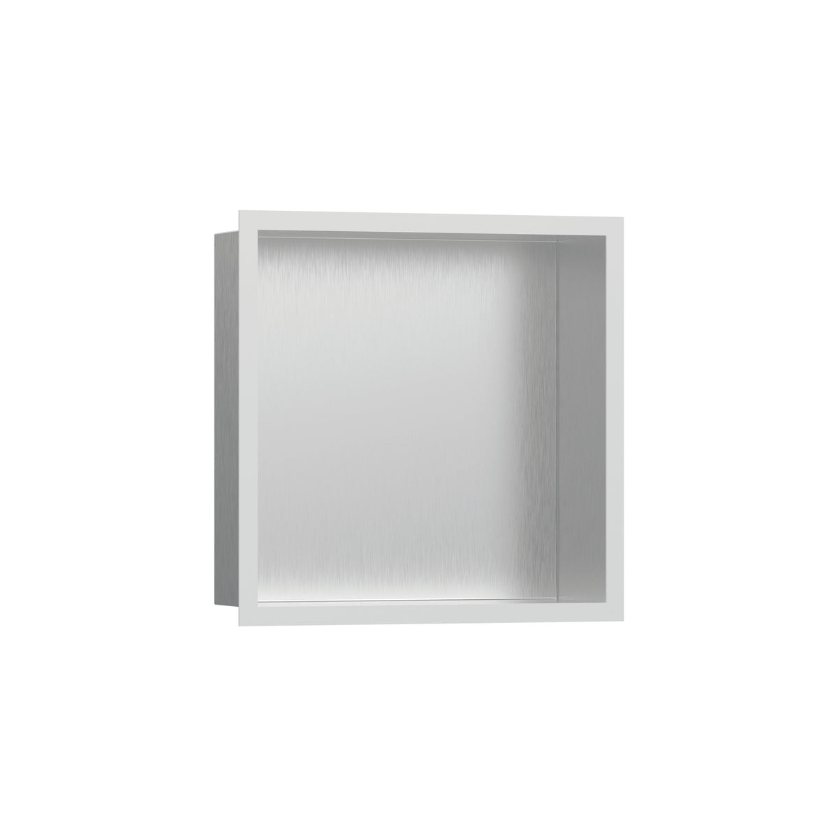 HANSGROHE 56097700 XtraStoris Individual Wall Niche Brushed Stainless Steel with Design Frame 12"x 12"x 4" - Matte White
