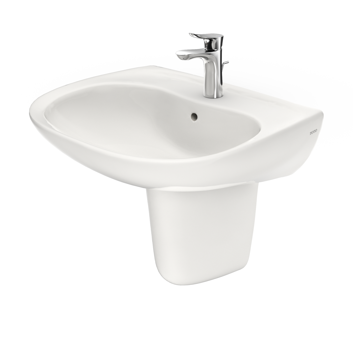 TOTO LHT242G#11 Prominence Oval Wall-Mount Bathroom Sink with CeFiONtect and Shroud for Single Hole Faucets , Colonial White