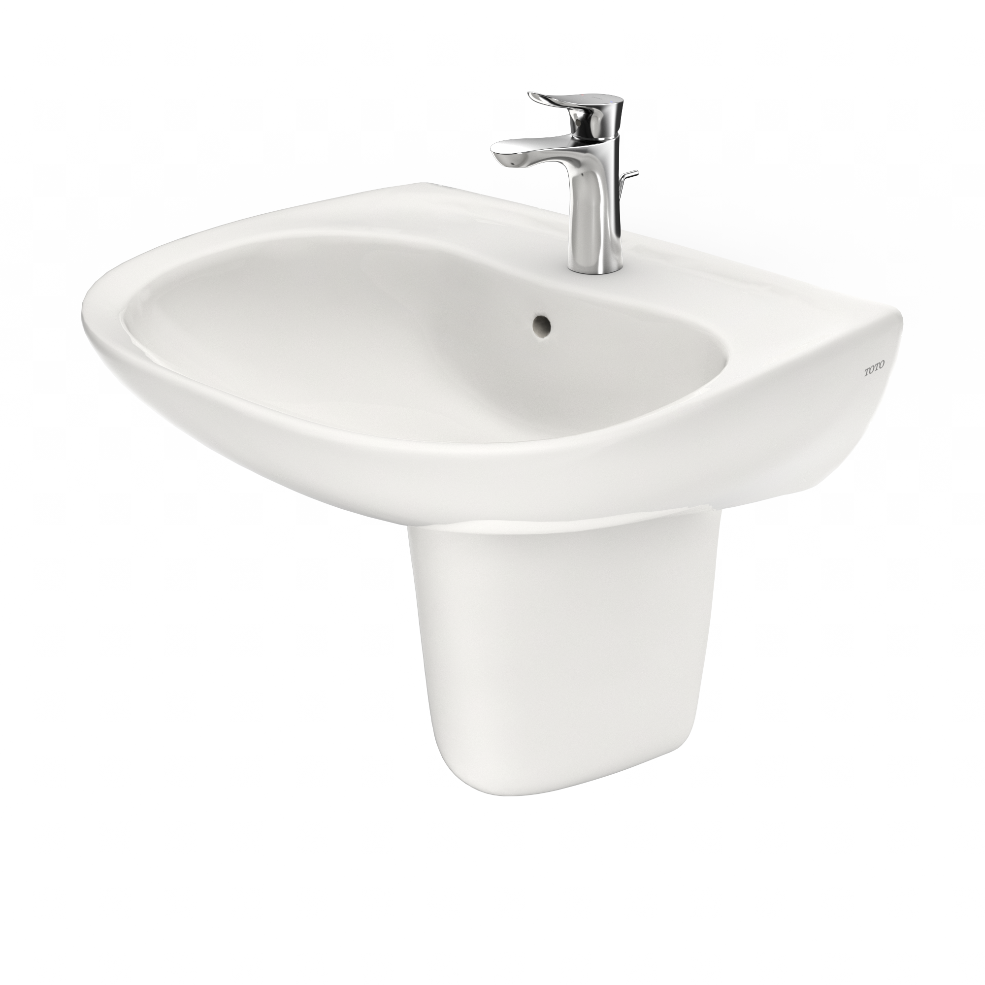 TOTO LHT242G#11 Prominence Oval Wall-Mount Bathroom Sink With Cefiontect And Shroud For Single Hole Faucets - Colonial White