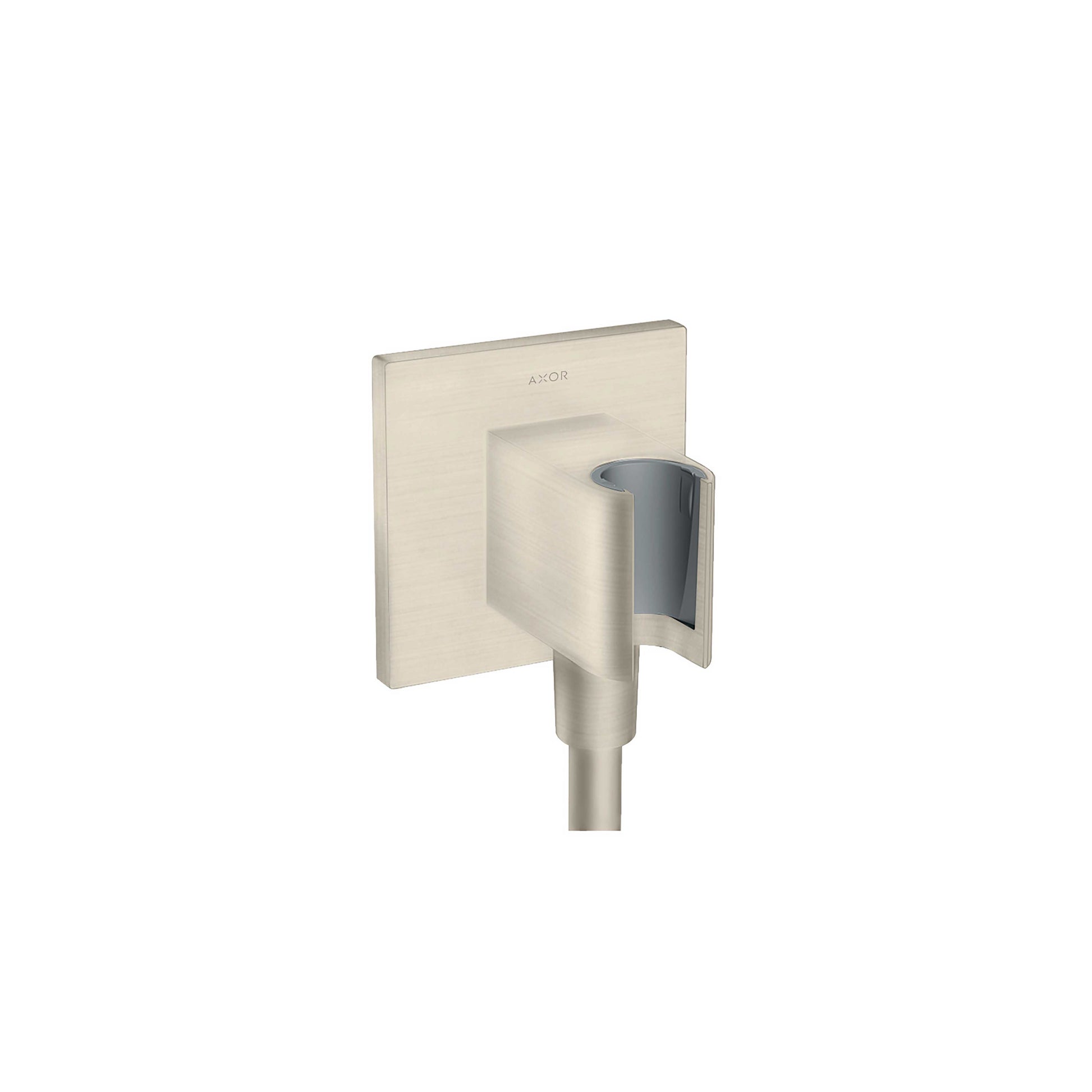 AXOR ShowerSolutions Wall Outlet with Handshower Holder, Square in Brushed Nickel