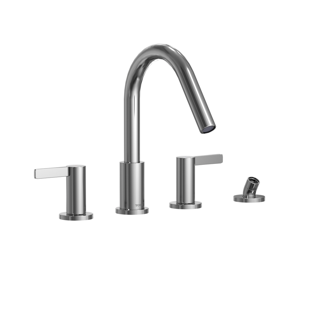 TOTO TBG11202UA#CP Gf Two Lever Handle Deck-Mount Roman Tub Filler Trim With Handshower - Polished Chrome