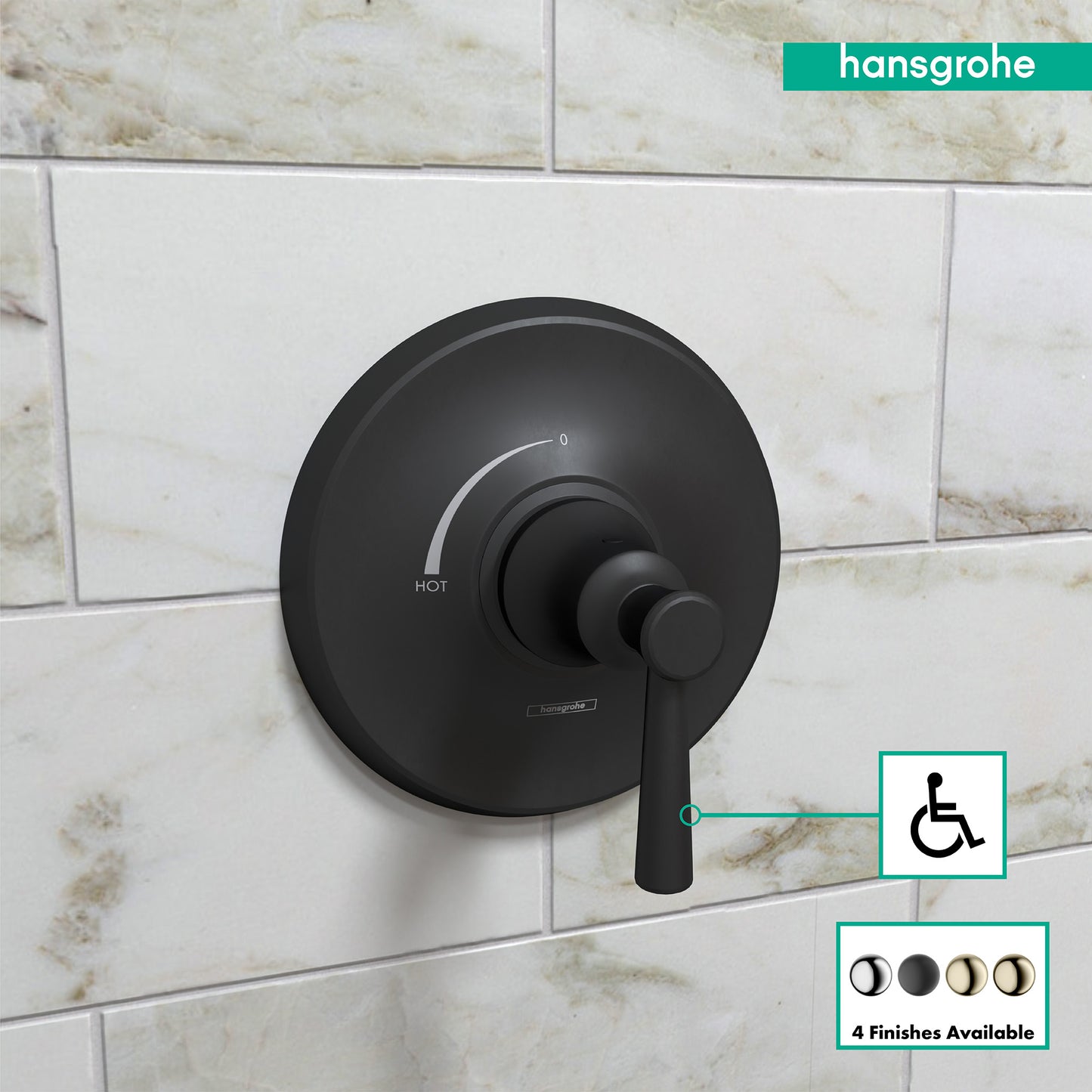 HANSGROHE 04779670 Joleena Pressure Balance Trim - Matte Black