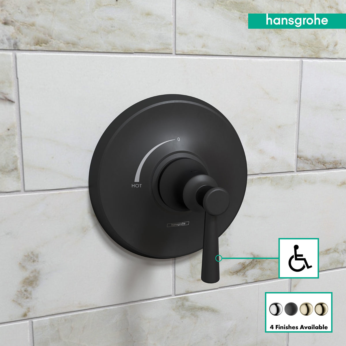 HANSGROHE 04779670 Joleena Pressure Balance Trim - Matte Black