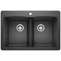 BLANCO 440220 Diamond Diamond SILGRANIT 33" 50/50 Double Bowl Dual Mount Kitchen Sink - Anthracite in Anthracite