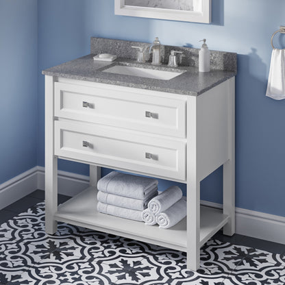 JEFFREY ALEXANDER VKITADL36WHBOR 36" White Adler Vanity, Boulder Cultured Marble Vanity Top, undermount rectangle bowl - White