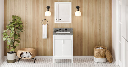 JEFFREY ALEXANDER VKITTHE24WHBOR 24" White Theodora Vanity, Boulder Cultured Marble Vanity Top, undermount rectangle bowl - White