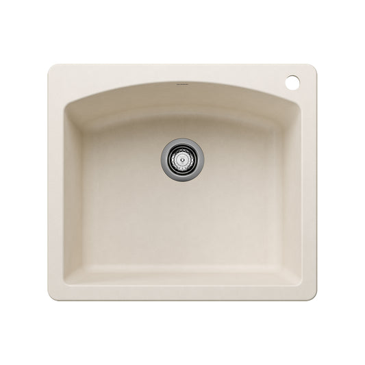 BLANCO 443060 Diamond Diamond SILGRANIT 25" Single Bowl Dual Mount Kitchen Sink - Soft White in Soft White