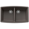 BLANCO 443123 Performa Performa SILGRANIT 33" 50/50 Double Bowl Undermount Kitchen Sink - Volcano Gray in Volcano Gray
